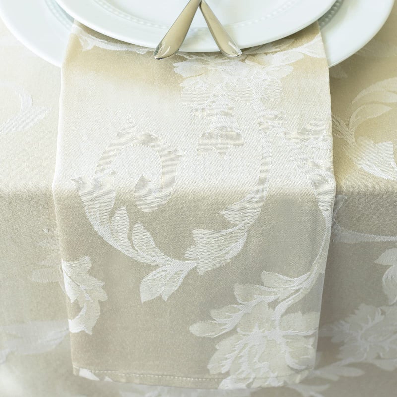 Benson Mills Harmony Scroll Woven Damask Fabric Tablecloth, Everyday, Parties, Special Occasions, Weddings and Holiday Table Cloth (60" X 120" Rectangular, Birch) - Image 3